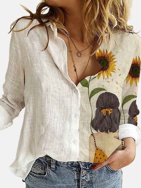 

White Long Sleeve Casual Blouse, Shirts & Blouses