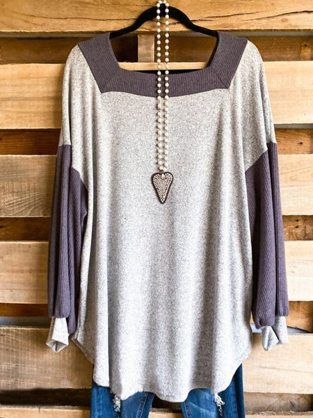 

Gray Cotton-Blend Casual Printed T-Shirts, Tops