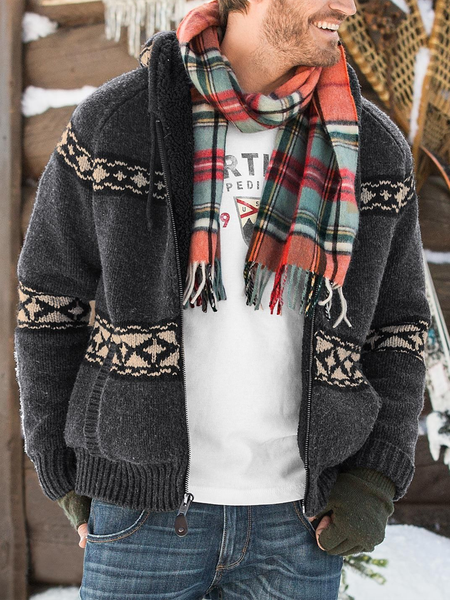 

Gray Casual Cotton-Blend Sweater, Outerwear