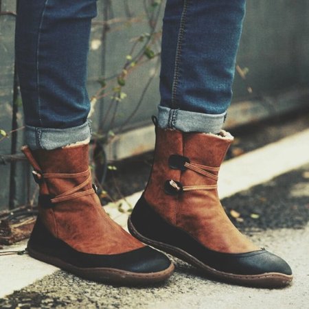 

Winter Leather Flat Heel Boots, Beown, Boots