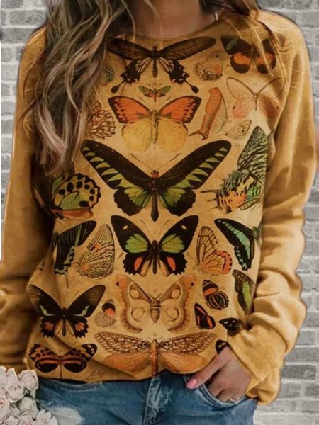 

Yellow Long Sleeve Crew Neck Printed Sweatshirt, Hoodies & Sweatshirts