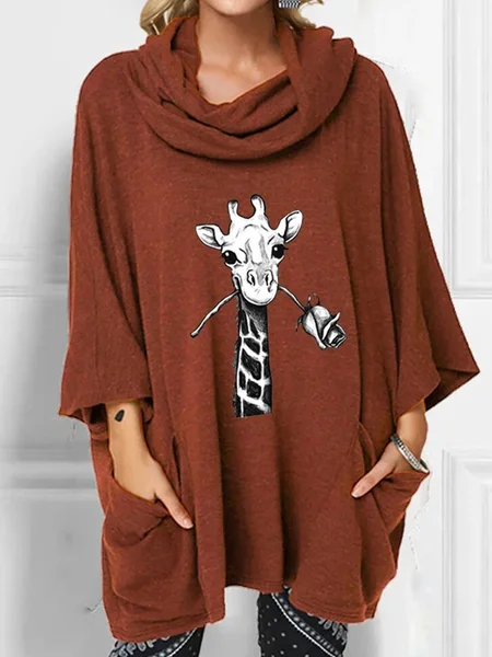 

Animal Printed 3/4 Sleeve Casual Sweatshirts, Brown, Sweatshirts & Hoodies