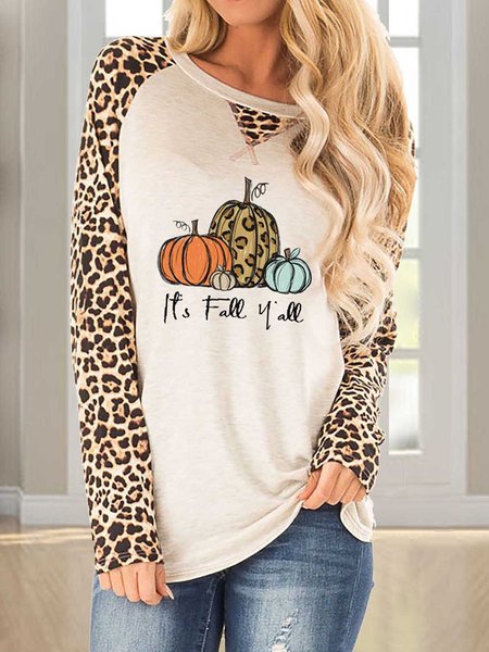 

It's Fall Y'all Pumpkins Leopard T-Shirt, White, Hoodies&Sweatshirts