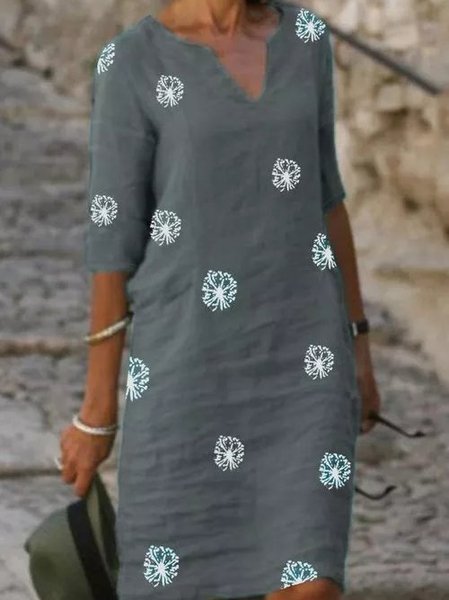 

Casual Printed Floral V Neck Weaving Dress, Gray, Dresses