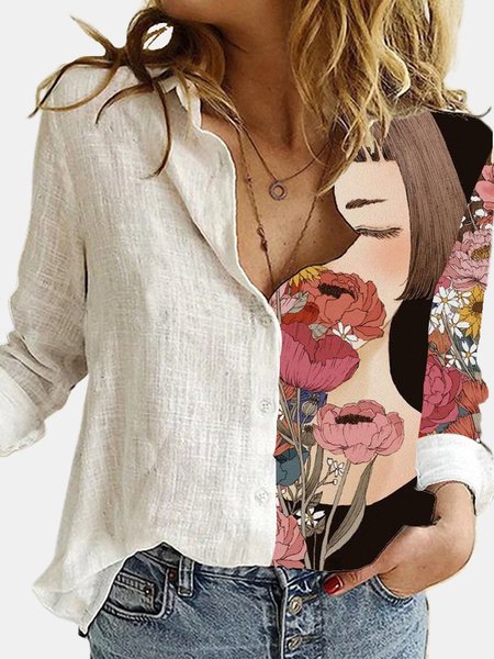 

White Casual V Neck Cotton Blouse, Shirts & Blouses
