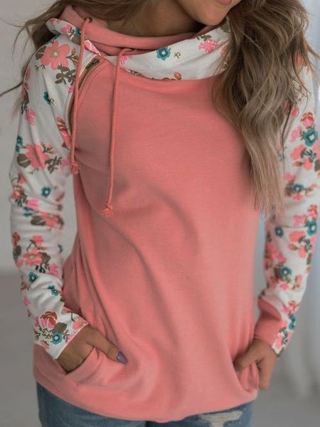 

Floral-Print Shift Long Sleeve Floral Sweatshirt, Pink, Hoodies&Sweatshirts