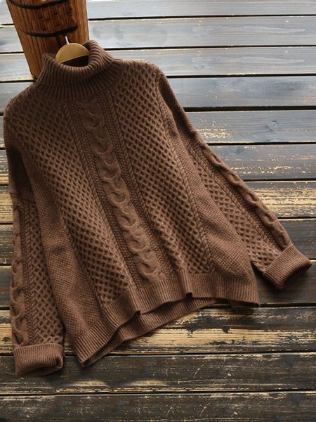 

Coffee Turtleneck Casual Sweater, Sweaters