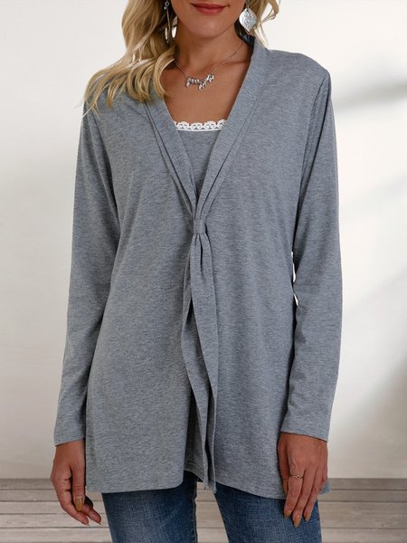 

Gray Casual Plain Shift Top, Tops