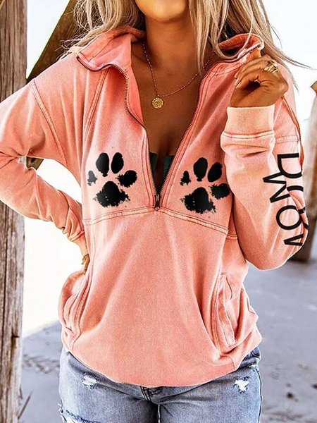 

Women's Dog Mom Dog Paw Print Sweatshirts, Pink, Hoodies&Sweatshirts