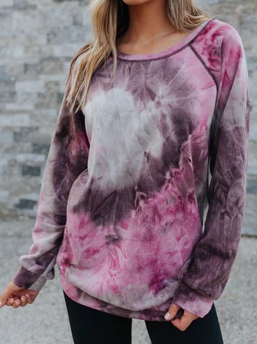 

Casual Ombre/tie-Dye Long Sleeve Sweatshirt, Purple, Hoodies&Sweatshirts