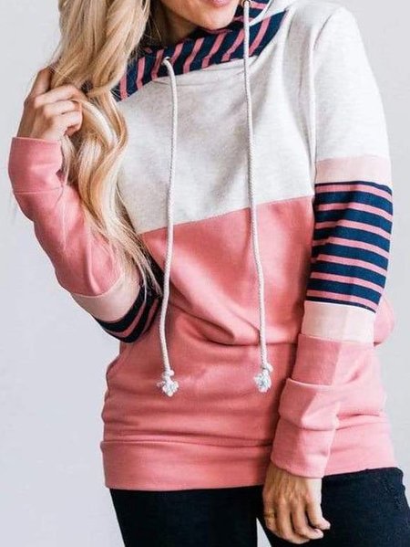 

Stripes Hoodie Long Sleeve Sweatshirt, Pink, Hoodies&Sweatshirts