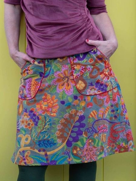 

taglia grande Casuale Vintage Misto Cotone Floreale Mini Gonna, Colore, Skirts