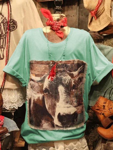 

Green Jersey Vintage Crew Neck Animal T-shirt, Email discount