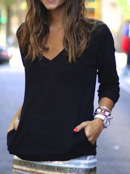 Top Nero Di base Misto Cotone, T-Shirts