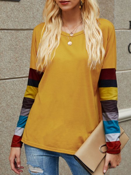 

Maniche Lunghe Cotone Top, Giallo, Blouses & Shirts
