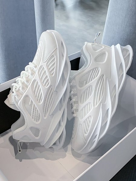 

Breathable Lace-up Casual Sneakers (small size 0.5cm), White, Shoes