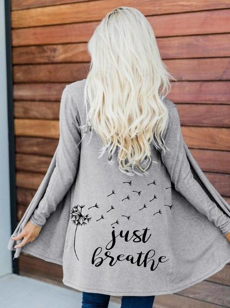 

Women's Just Breathe Dandelion Print Cardigan, Gray, Jackets& Coats