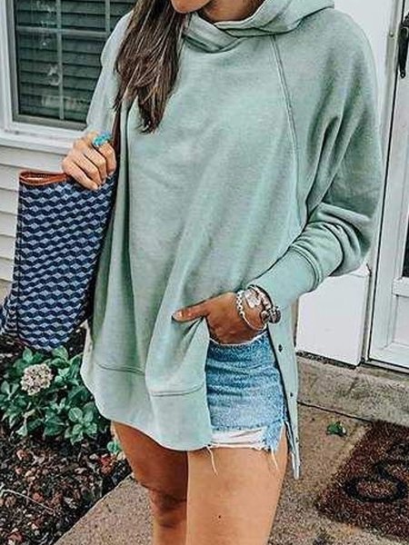 

Lightgreen Casual Cotton-Blend Patchwork Sweatshirt, Hoodies&Sweatshirts