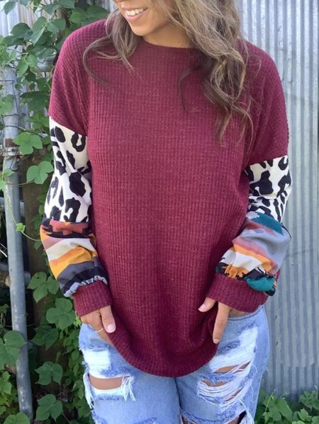 

O-Neck Casual Tops, Red, Auto-Clearance