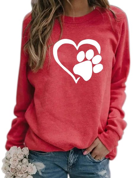 

Long Sleeve Geometric Crew Neck Floral-Print Sweatshirt, Red, Hoodies&Sweatshirts
