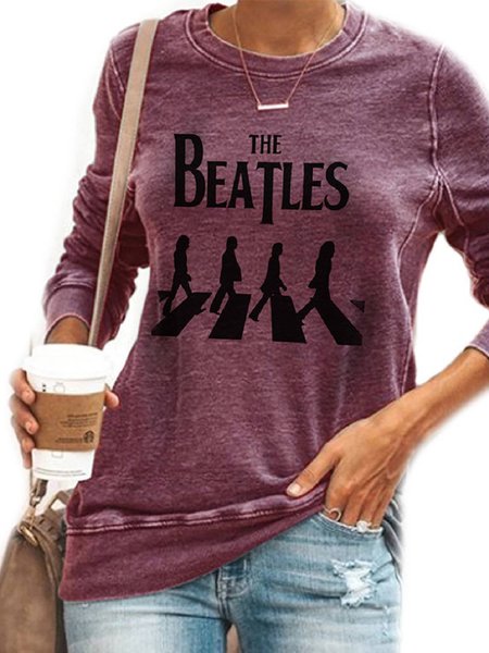 

Long Sleeve Casual Crew Neck Sweatshirt, Purple, Hoodies&Sweatshirts