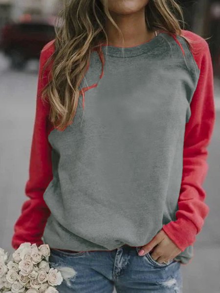 

Casual Printed Long Sleeve Cotton-Blend Sweatshirt, Pink-gray, Hoodies&Sweatshirts