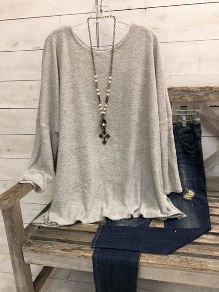 

Casual O-Neck Shirts & Tops, Light gray, Tops