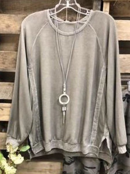 

O-Neck Sweatshirt, Gray, Tops
