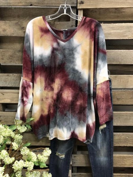 

Casual V Neck Shirts & Tops, Red, Tops
