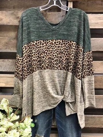 

V Neck Casual Shirts & Tops, Green, Tops