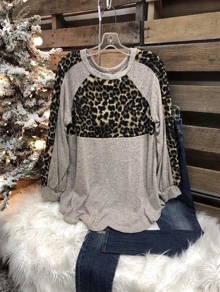 

Leopard Long Sleeve Shirts & Tops, Khaki, Tops