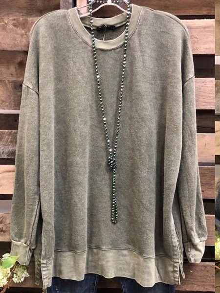 

Cotton-Blend Casual Sweatshirt, Gray, Hoodies&Sweatshirts