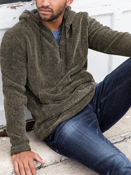 

Solido Di base Felpa con Cappuccio Polare Vello Felpa Verde Scuro, Outerwear