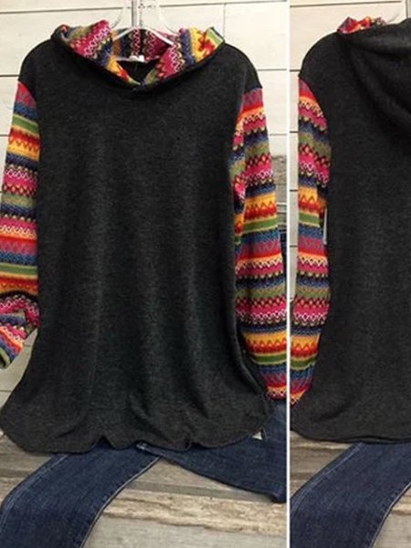 

Deep Pink Long Sleeve Printed Patchwork Hoodie Sweatshirt, Hoodies & Sweatshirts