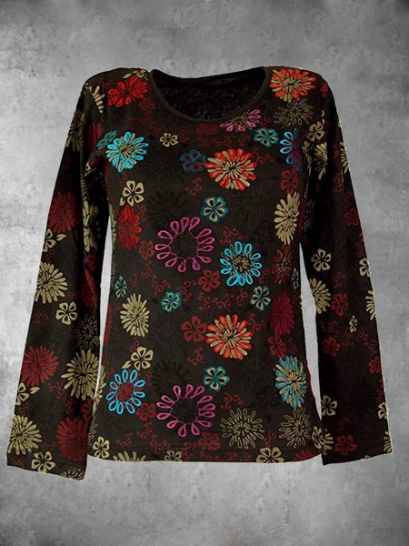 

Casuale Maniche Lunghe Girocollo Taglia Grande Top, Colore caffè, Blouses & Shirts