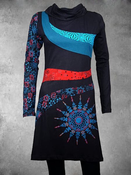 

Casual Long Sleeve Plus Size Dress, Black, Dresses