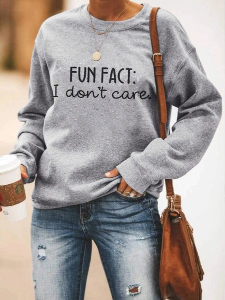 

Fun Fact I Don't Care Sweatshirt, Gray, Hoodies&Sweatshirts