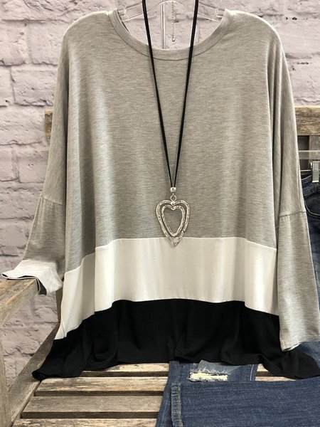 

O-Neck Geometric Cotton-Blend Casual Shirt & Top, Blue, Tops