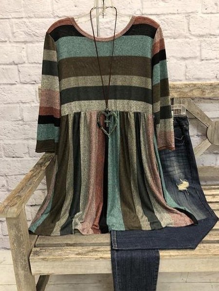 

Striped O-Neck Shirts & Tops, Coffee, Long sleeve tops