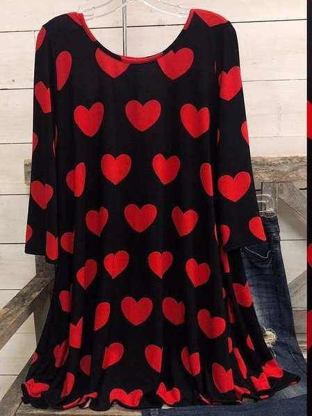 

Polka Dots O-Neck Casual Shirts & Tops, Red, Tops