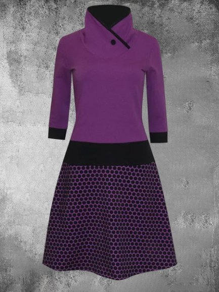 

Cotton-Blend Casual Printed Dresses, Purple, Dresses