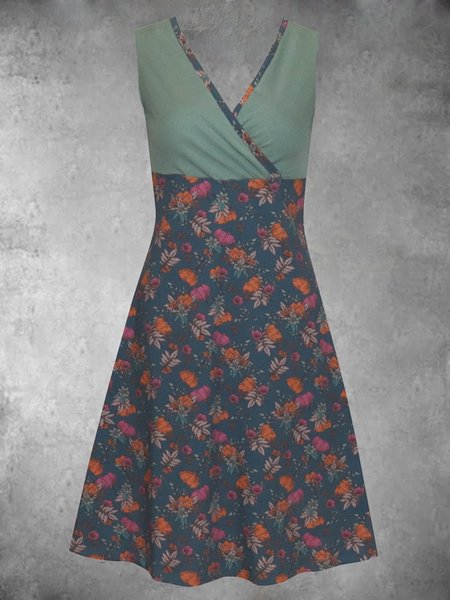 

Plus Size Vintage V Neck Cotton-Blend Dresses, Green, Dresses