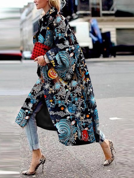 

Women's Black Vintage Long Sleeve Shift Overcoat, Coats
