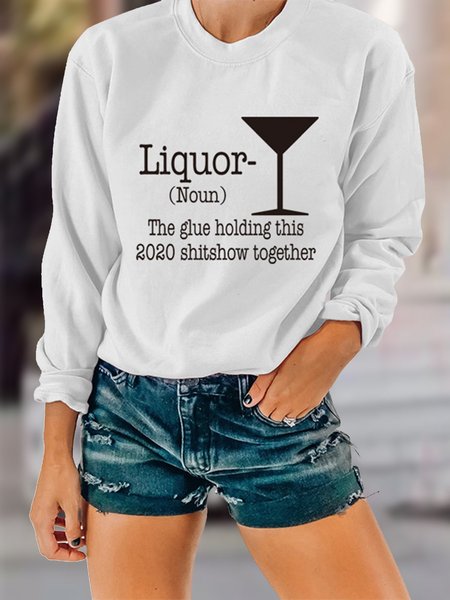 

Long Sleeve Printed Letter Vintage Sweatshirts, White, Sweatshirts & Hoodies