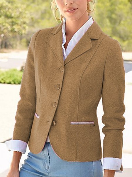 

Khaki Long Sleeve Lapel Sheath Casual Blazer Blazer, Blazers