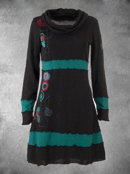 

Casual Long Sleeve Plus Size Dress, Black, Dresses