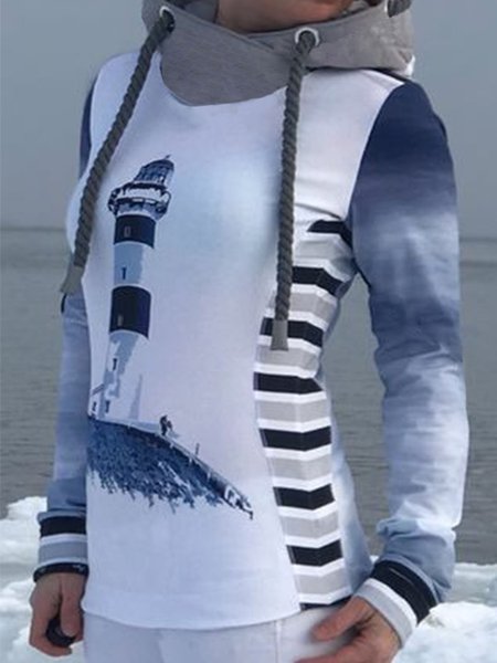 

Taglia Grande Floreale Felpa Con Cappuccio Maniche Lunghe Felpa Misto Cotone, Blu, Hoodies & Sweatshirts