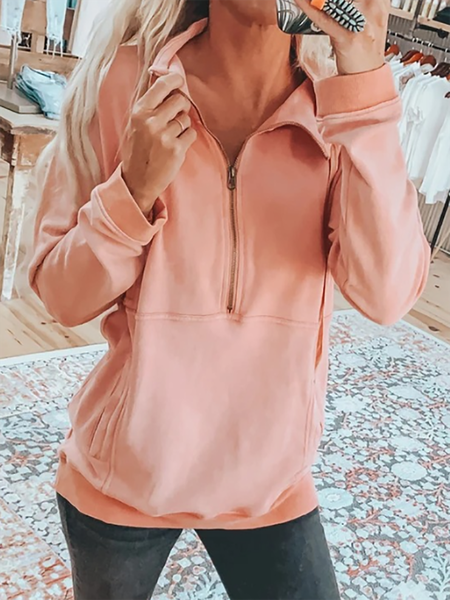 

Pink Cotton-Blend Long Sleeve Women's Sweatshirts, Hoodies&Sweatshirts