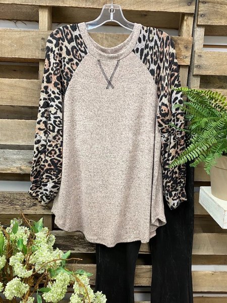 

Casual Leopard Sweatshirt, Gray, Hoodies&Sweatshirts