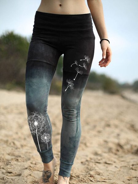 

Black Printed Vintage Strentchy Leggings, Leggings